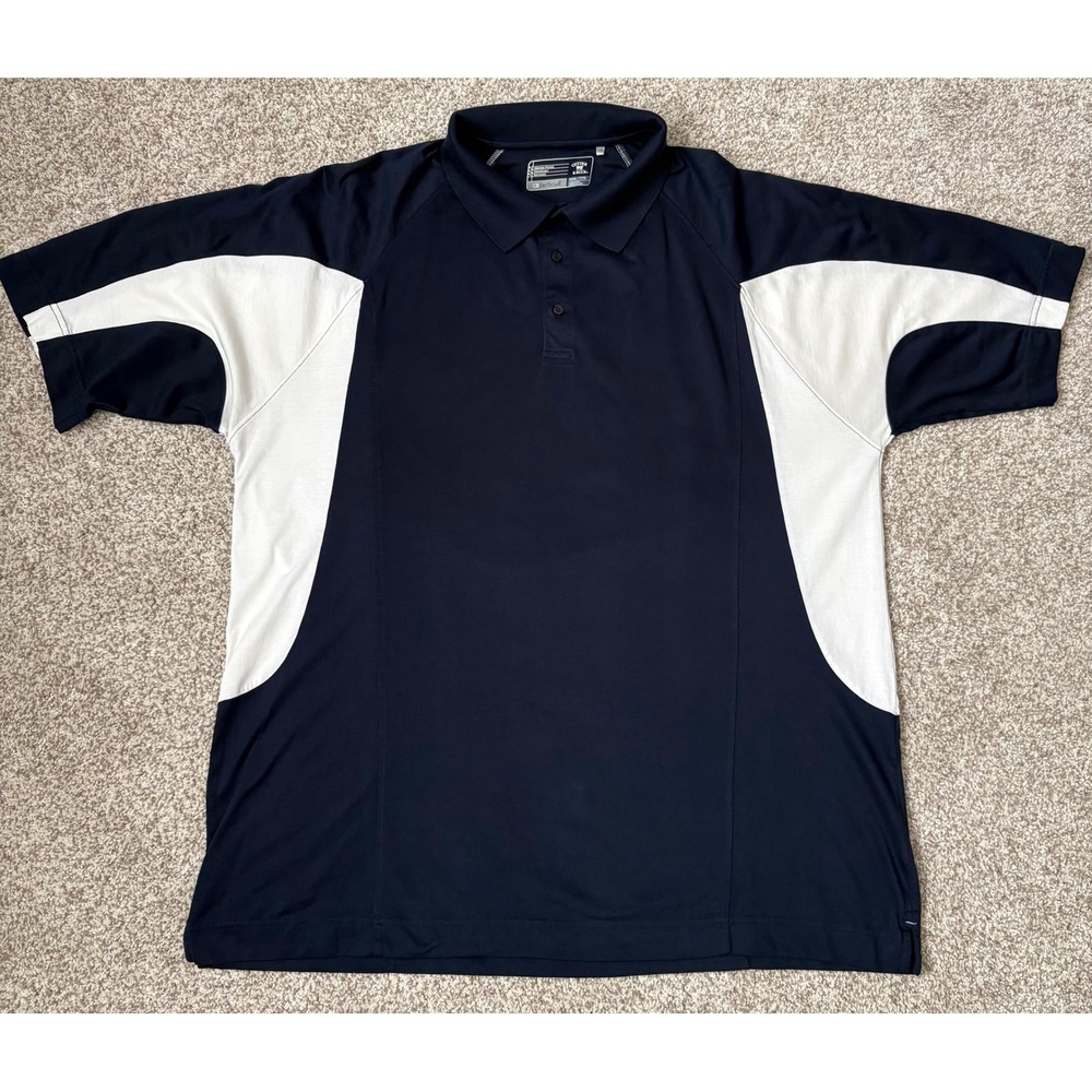 Cutter & Buck Mens‎ XXXL CB DryTec Polo Shirt NavyWhite Colorblock Quick Dry Top